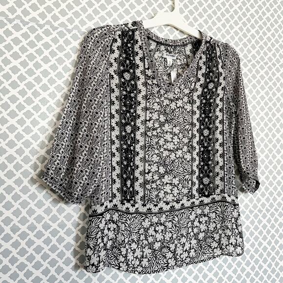 OLD NAVY Black & White Sheer Print Popover Blouse, XS, NWT! - Picture 4 of 7